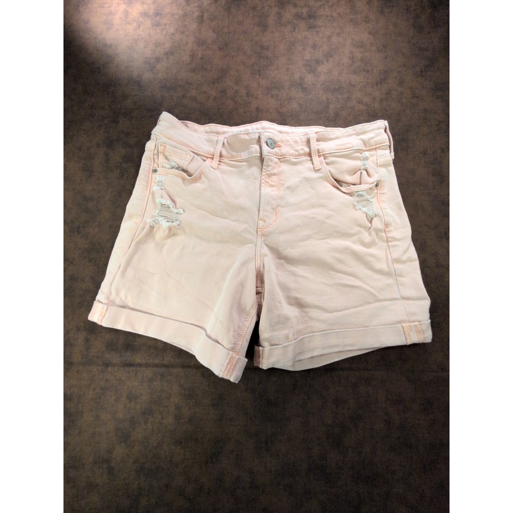 Old Navy‎ Womens Pink Coral Distressed Cuffed Everyday Denim Shorts Size 10